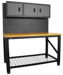 Homak Security - GS00659031 - 59" Wood Top reloading Bench w/3 door Steel Cabinet 