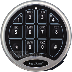 SecuRAM SafeLogic Basic Safe Keypad, SafeLogic Basic, battery compartment, chrome, round 