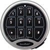 SecuRAM SafeLogic Basic Safe Keypad, SafeLogic Basic, battery compartment, chrome, round 