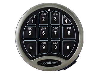SecuRAM SafeLogic Basic Safe Keypad, SafeLogic Basic, battery compartment, brass, round 
